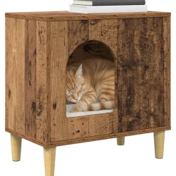 Articles Pour Animaux De Compagnie-vidaXL Maison pour chat 51 x 30 x 52 cm Bois d'ingénierie Bois ancien