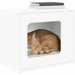 Articles Pour Animaux De Compagnie-vidaXL Maison pour chat 51 x 30 x 42 cm Bois d'ingénierie Blanc