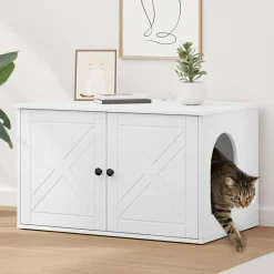 Articles Pour Animaux De Compagnie-vidaXL Maison pour chat 85 x 55 x 50,5 cm Bois d'ingénierie Blanc