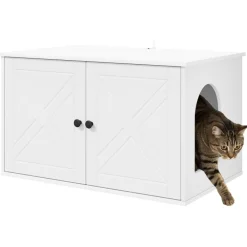 Articles Pour Animaux De Compagnie-vidaXL Maison pour chat 85 x 55 x 50,5 cm Bois d'ingénierie Blanc