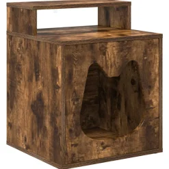 Articles Pour Animaux De Compagnie-vidaXL Maison pour chat Chêne fumé 42,5 x 40 x 53,5 cm Ch&ecirc;ne fumé