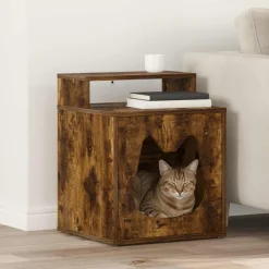 Articles Pour Animaux De Compagnie-vidaXL Maison pour chat Chêne fumé 42,5 x 40 x 53,5 cm Ch&ecirc;ne fumé