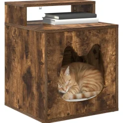 Articles Pour Animaux De Compagnie-vidaXL Maison pour chat Chêne fumé 42,5 x 40 x 53,5 cm Ch&ecirc;ne fumé
