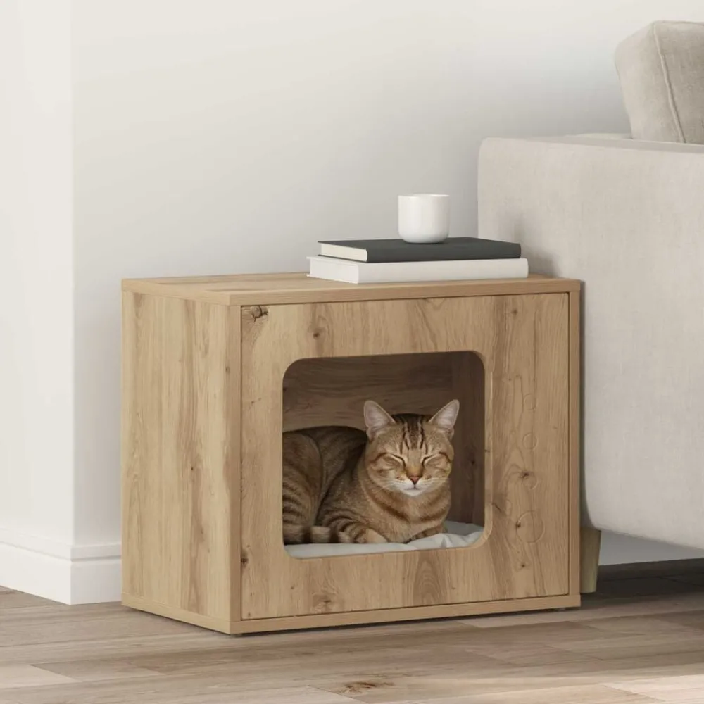 vidaXL Maison pour chat Chêne artisan 51 x 30 x 42,5 cm