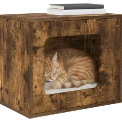Articles Pour Animaux De Compagnie-vidaXL Maison pour chat Chêne fumé 51 x 30 x 42,5 cm Bois d'ingénierie Ch&ecirc;ne fumé
