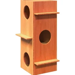 Articles Pour Animaux De Compagnie-vidaXL Maison pour chat cire marron 43x43x90 cm bois de pin massif Marron cire