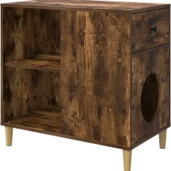 vidaXL Maison pour chat Chêne fumé 72 x 42.5 x 70 cm Bois d'ingénierie