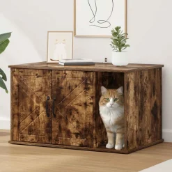 vidaXL Maison pour chat Chêne fumé 85 x 55 x 50 cm Bois d'ingénierie