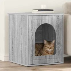 Articles Pour Animaux De Compagnie-vidaXL Maison pour chat Gris Sonoma 53 x 52 x 62 cm Bois d'ingénierie Sonoma gris