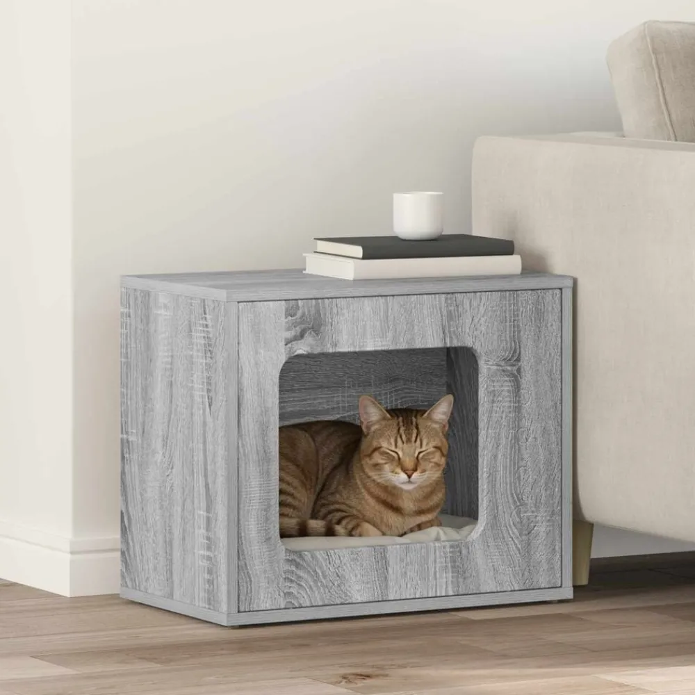 vidaXL Maison pour chat Gris Sonoma 51 x 30 x 42,5 cm