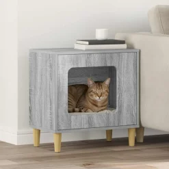 Articles Pour Animaux De Compagnie-vidaXL Maison pour chat Gris Sonoma 51 x 30 x 52 cm Bois d'ingénierie Sonoma gris