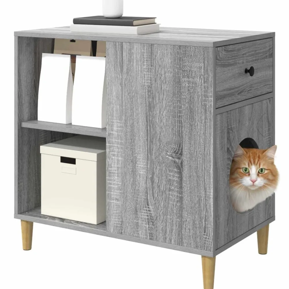 vidaXL Maison pour chat Gris Sonoma 72 x 42.5 x 70 cm