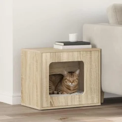 Articles Pour Animaux De Compagnie-vidaXL Maison pour chat Sonoma 51 x 30 x 42,5 cm Bois d'ingénierie Ch&ecirc;ne sonoma