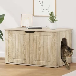 Articles Pour Animaux De Compagnie-vidaXL Maison pour chat Sonoma 85 x 55 x 50,5 cm Bois d'ingénierie Ch&ecirc;ne sonoma