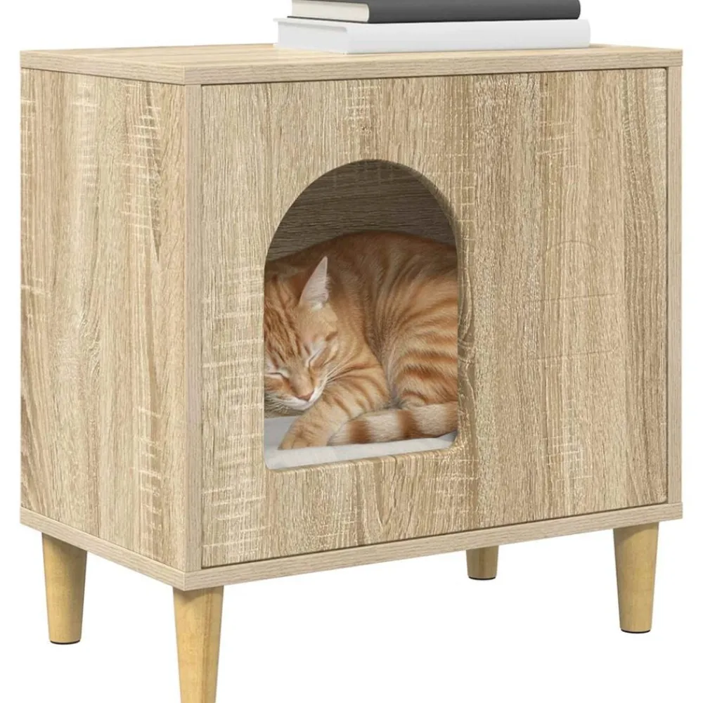 Articles Pour Animaux De Compagnie-vidaXL Maison pour chat Sonoma 51 x 30 x 52 cm Bois d'ingénierie Chêne sonoma