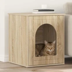 Articles Pour Animaux De Compagnie-vidaXL Maison pour chat Sonoma 53 x 52 x 62 cm Bois d'ingénierie Ch&ecirc;ne sonoma
