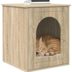 Articles Pour Animaux De Compagnie-vidaXL Maison pour chat Sonoma 53 x 52 x 62 cm Bois d'ingénierie Ch&ecirc;ne sonoma