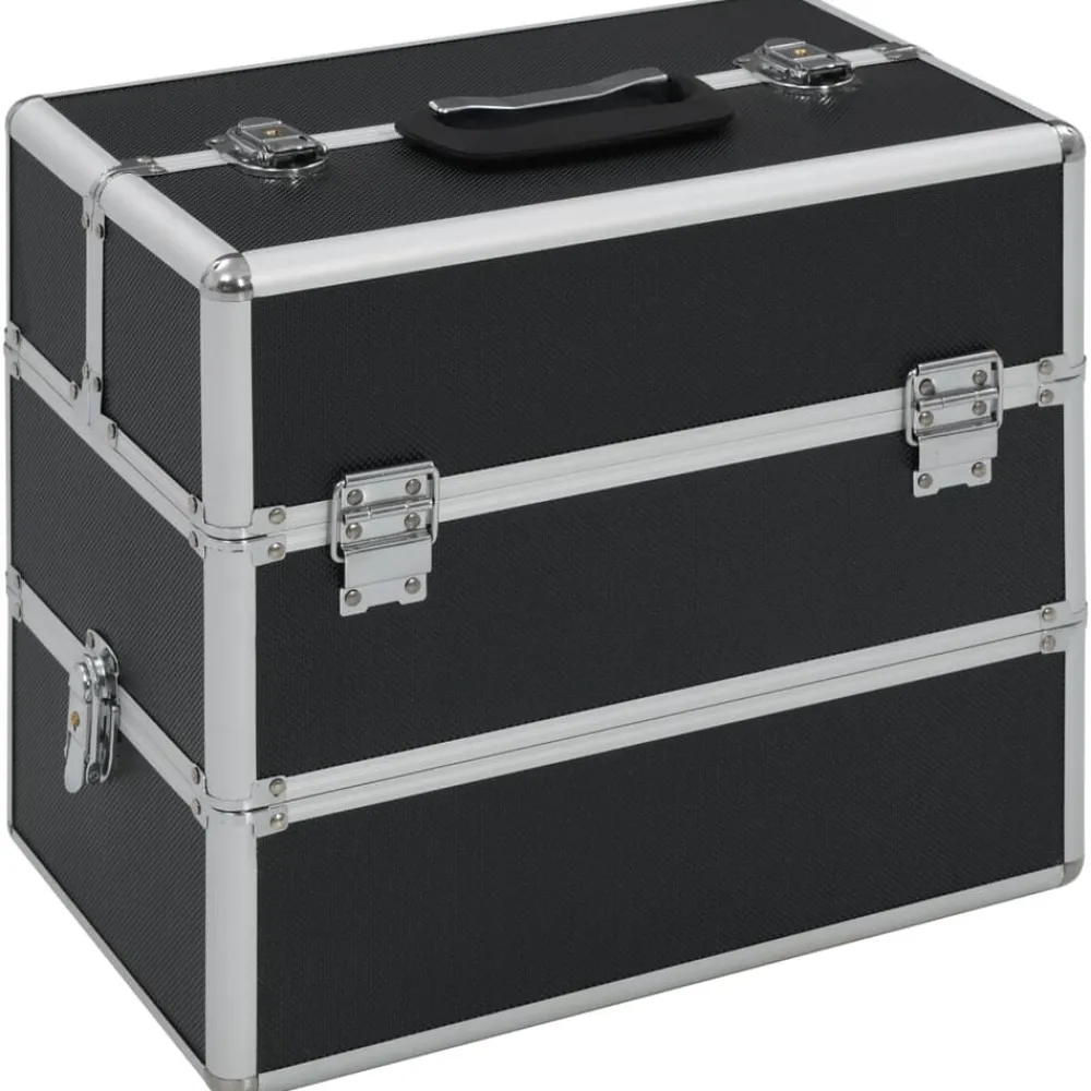 Bagages & Maroquinerie-vidaXL Mallette à maquillage 37x24x35 cm Aluminium Noir