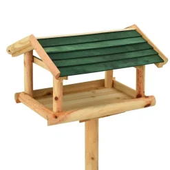 Décorations-vidaXL Mangeoire à oiseaux et support 37x28x100cm Bois de sapin massif