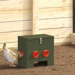 Articles Pour Animaux De Compagnie-vidaXL Mangeoire pour poules 40,5 x 25 x 38 cm Vert olive