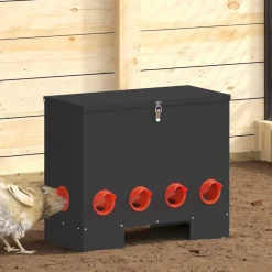 Articles Pour Animaux De Compagnie-vidaXL Mangeoire pour poules 60,5 x 29 x 51 cm Noir