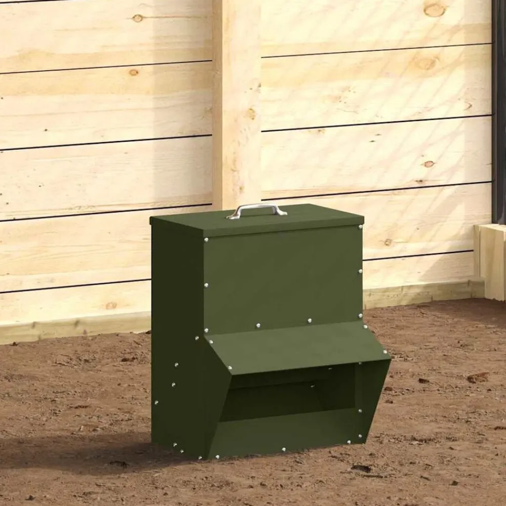 Articles Pour Animaux De Compagnie-vidaXL Mangeoire pour poules 20 x 25 x 35 cm Vert olive