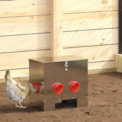 Articles Pour Animaux De Compagnie-vidaXL Mangeoire pour poules Argent 40,5 x 25 x 38 cm Acier galvanisé