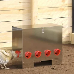 vidaXL Mangeoire pour poules Argent 60,5 x 29 x 51 cm
