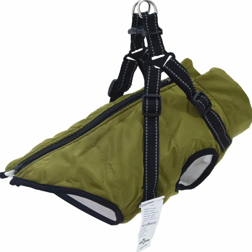 Articles Pour Animaux De Compagnie-vidaXL Manteau pour chien L32 Fleece et Polyester Vert armée