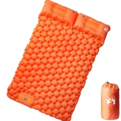 Loisirs De Plein Air-vidaXL Matelas de camping autogonflant et oreillers 2 personnes Orange
