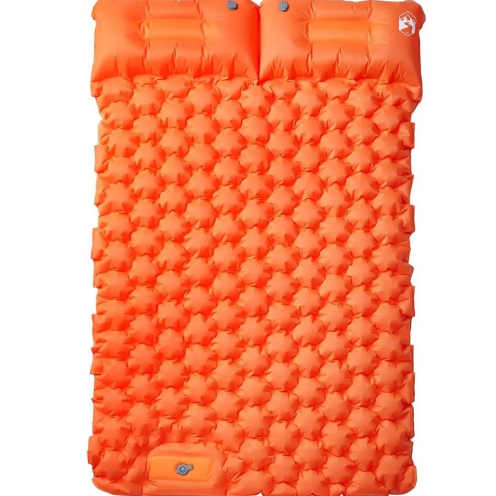 Loisirs De Plein Air-vidaXL Matelas de camping autogonflant et oreillers 2 personnes Orange