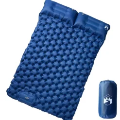 Loisirs De Plein Air-vidaXL Matelas de camping autogonflant avec oreillers 2 personnes Bleu marine