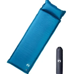 Loisirs De Plein Air-vidaXL Matelas de camping autogonflant oreiller 1 personne Turquoise
