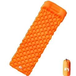 Loisirs De Plein Air-vidaXL Matelas de camping gonflable avec oreiller 1 personne Orange