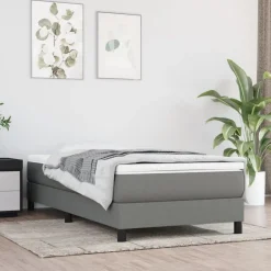 Lits & Accessoires-vidaXL Matelas de lit à ressorts ensachés fermeté moyenne 80x200x20cm Tissu Gris foncé