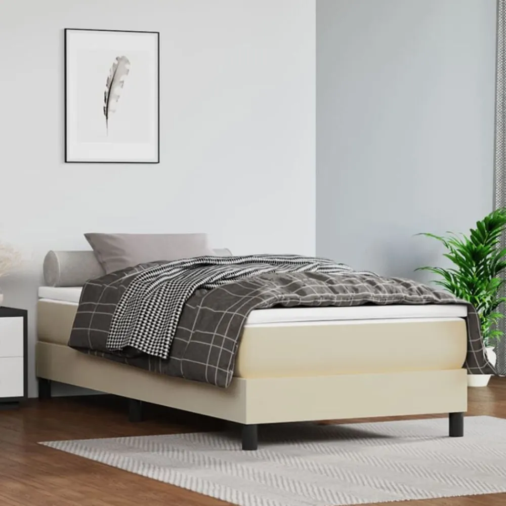 Lits & Accessoires-vidaXL Matelas de lit à ressorts ensachés fermeté moyenne Crème 80x200x20cm Similicuir Crème