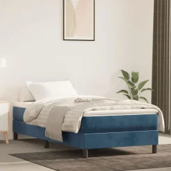 Lits & Accessoires-vidaXL Matelas de lit à ressorts ensachés fermeté moyenne 80x200x20 cm Bleu foncé