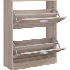 Produits Ménagers-vidaXL Meuble à chaussures en bois avec 2 compartiments Aspect chêne Ch&ecirc;ne