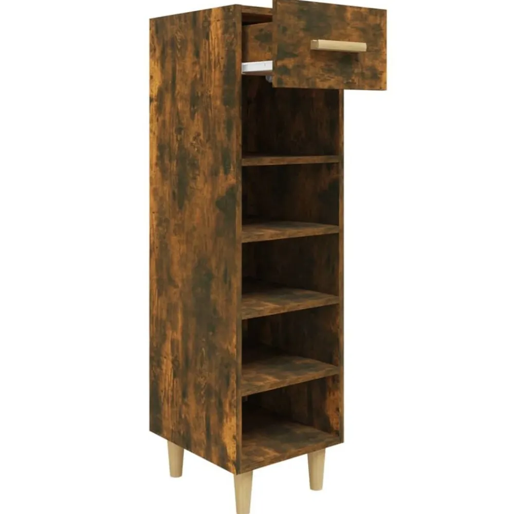vidaXL Meuble à chaussures Chêne fumé 30x35x105 cm Bois d'ingénierie