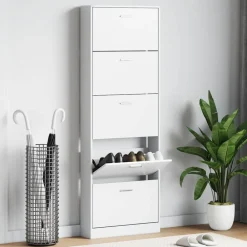 Produits Ménagers-vidaXL Meuble à chaussures en bois avec 5 compartiments Blanc