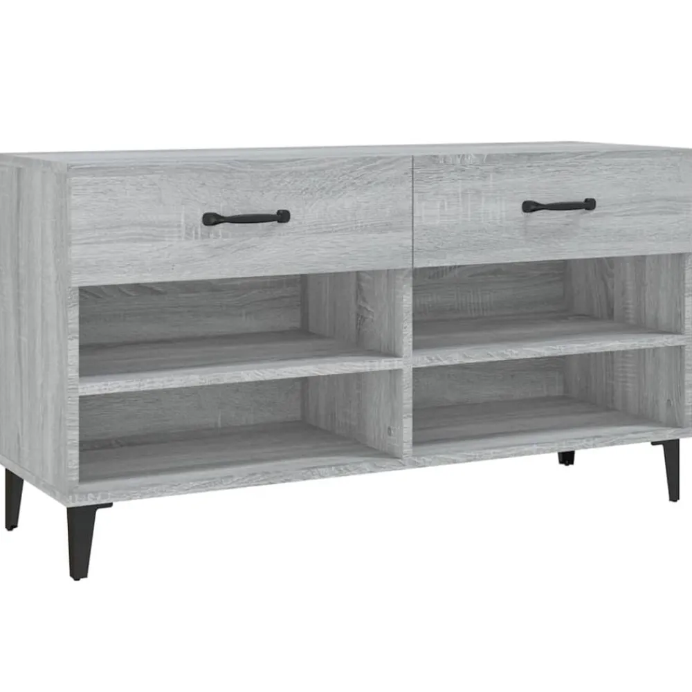 Produits Ménagers-vidaXL Meuble à chaussures 102x35x55 cm Bois d'ingénierie Sonoma gris