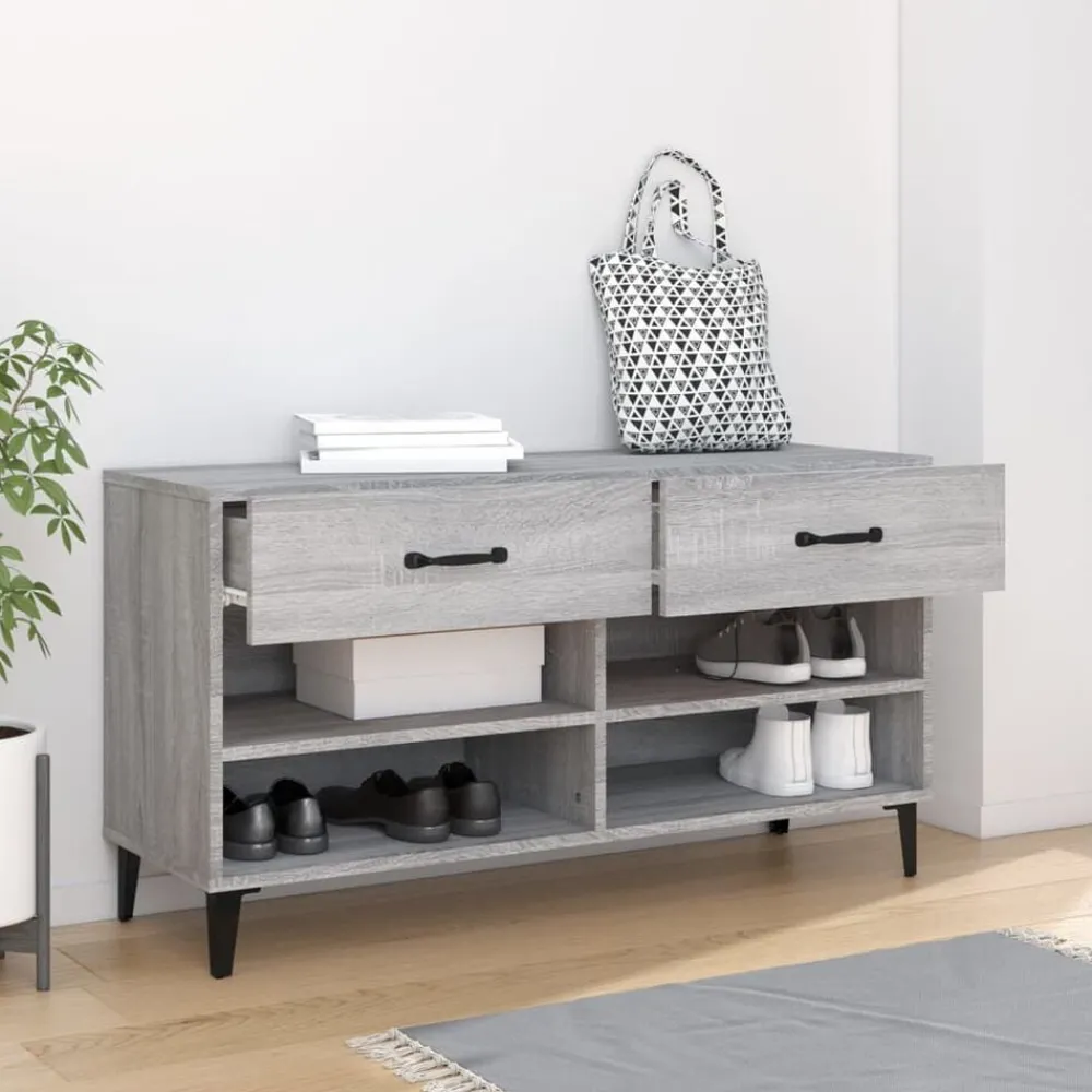Produits Ménagers-vidaXL Meuble à chaussures 102x35x55 cm Bois d'ingénierie Sonoma gris