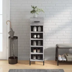 Produits Ménagers-vidaXL Meuble à chaussures 30x35x105 cm bois d'ingénierie Sonoma gris