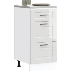 Armoires & Meubles De Rangement-vidaXL Meuble bas de cuisine « Porto » Bois d'ingénierie Blanc brillant