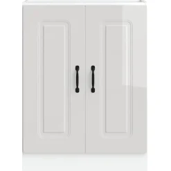 Armoires & Meubles De Rangement-vidaXL Meuble bas pour évier Kalmar 60x46x81,5 cm Blanc brillant