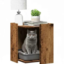 Articles Pour Animaux De Compagnie-vidaXL Meuble de bac à litière pour chat bois d'ingénierie Vieux bois