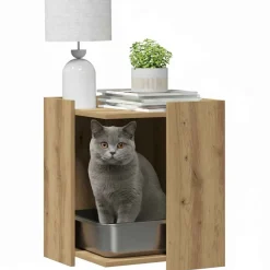 Articles Pour Animaux De Compagnie-vidaXL Meuble de bac à litière pour chat chêne artisanal 42x42x51 cm ch&ecirc;ne artisanal