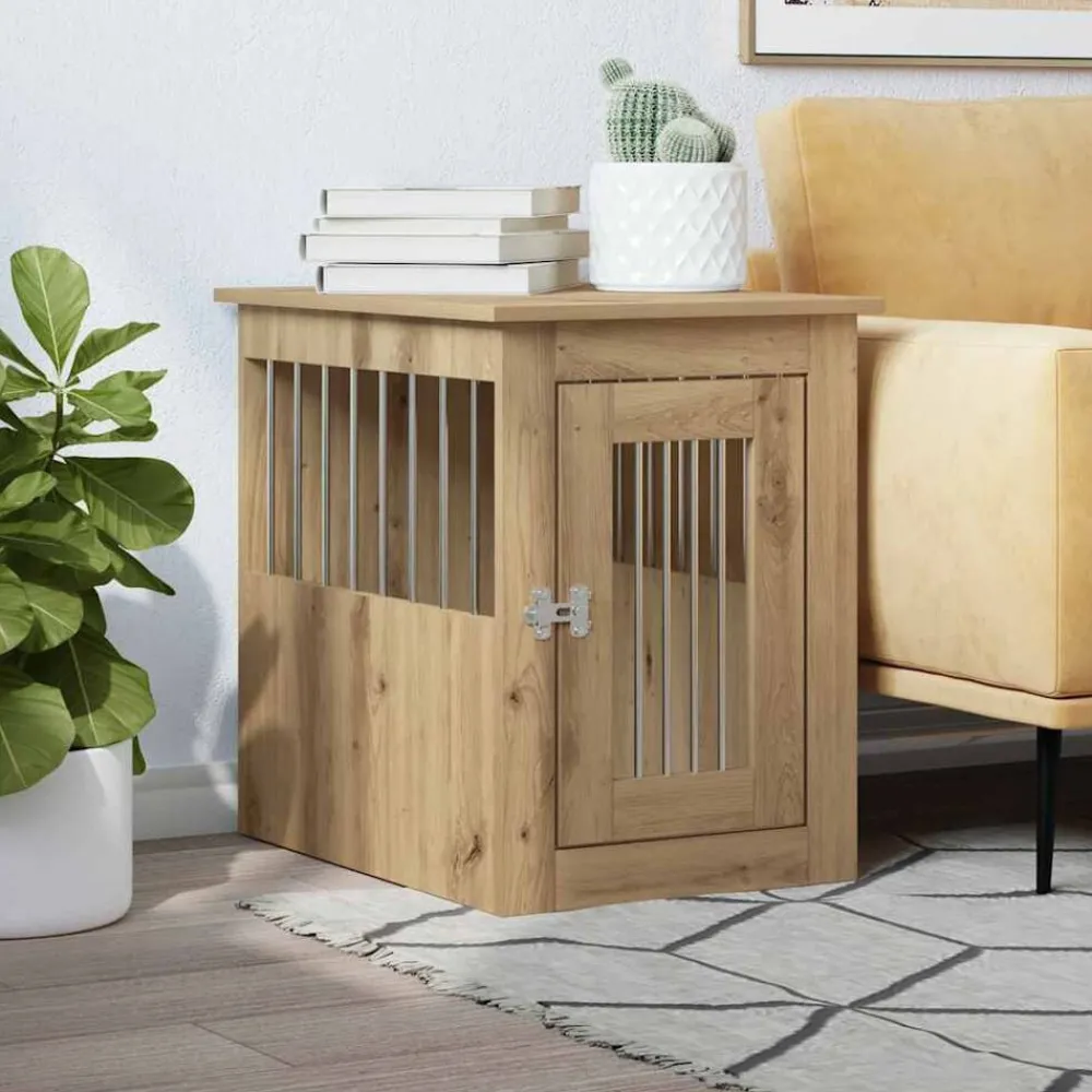 Articles Pour Animaux De Compagnie-vidaXL Meuble de cage pour chiens chêne artisanal 45x62x59 cm chêne artisanal