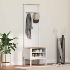Bancs-vidaXL Meuble de couloir avec étagère FLORO 50 x 40 x 158 cm Blanc
