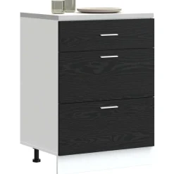 Armoires & Meubles De Rangement-vidaXL Meuble de cuisine bas avec tiroir Chêne noir 60 x 46 x 81,5 cm Ch&ecirc;ne noir